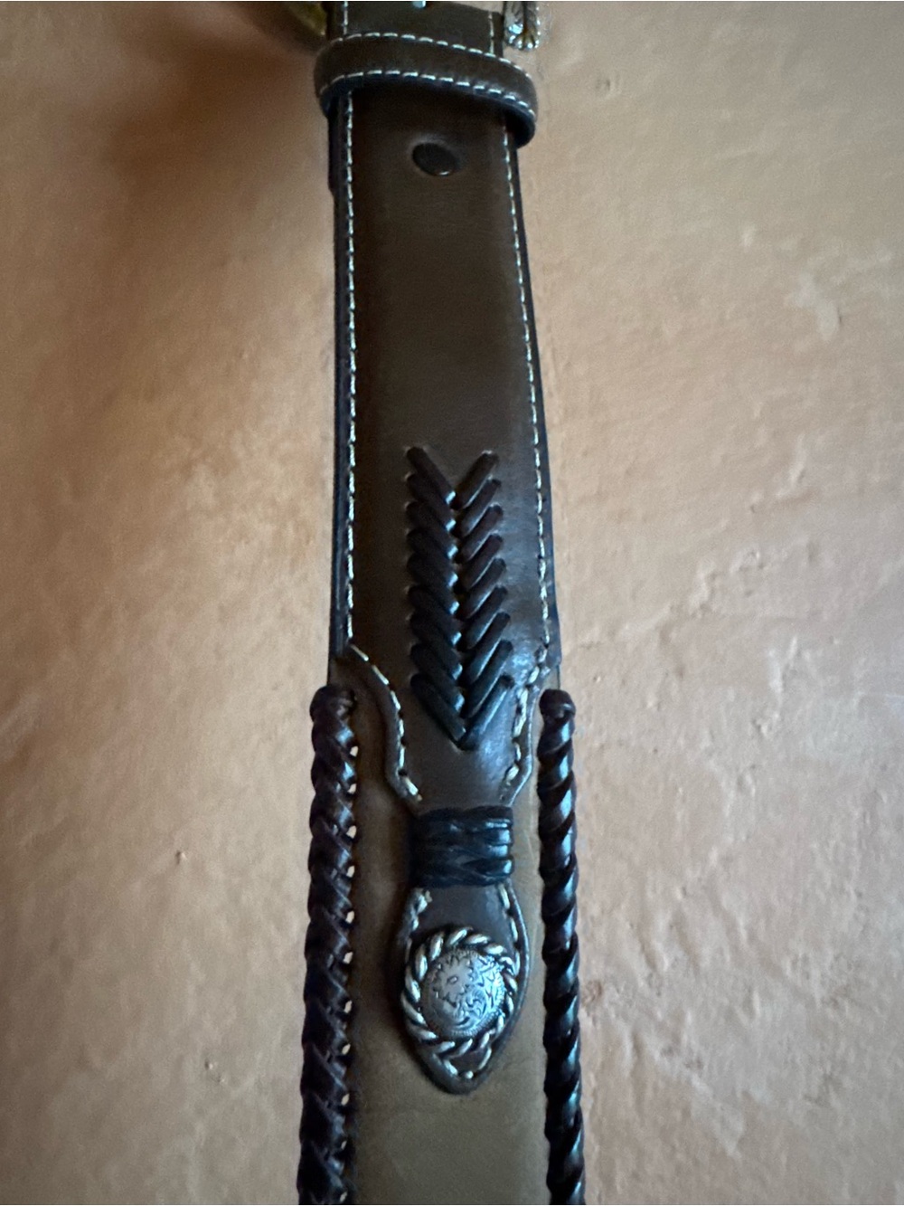 Nocona Women’s Genuine Leather Western Concho Braided Belt Brown Size 36